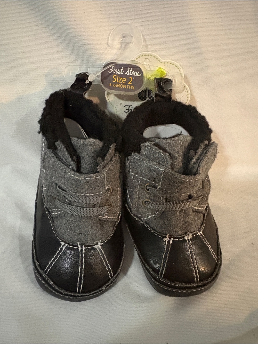 First Steps Size 2 Black and Gray Baby Walker Shoes